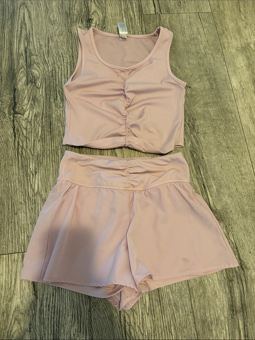 Yogalicious Blush Pink Ruched Tank Top & Skort Set